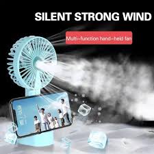 KINZO Colling Mist Spray Fan With mobile holder Mini Portable Handheld Water Mist Spray Cooler USB Rechargeable Cooling Fan